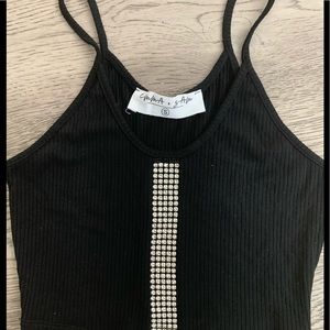 Emma & Sam black knit crop top